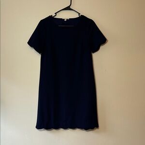 Navy Blue Scalloped Hem Dress